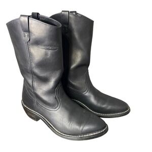 Mason 981 Western Men Black Leather Pull On Cowboy Roper Boots 11B Oil Resistant